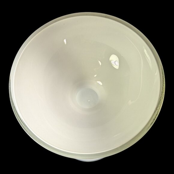 White Art Cased Glass Tall Ball and Cup on Long Stem Candle/Taper Holder 10.75" - Picture 5 of 6